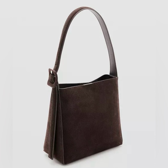 MANGO Women's Suede Leather Shopper Bag NWT - Picture 3 of 7